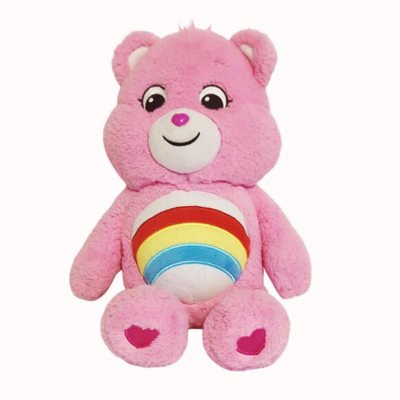 Care Bears Unlock the Magic Pink Rainbow Cheer Bear 14 Inch Plush 2020 Carebear - Picture 1 of 8